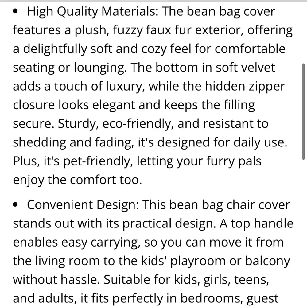 Kids Fluffy Furry Bean Bag Cover-Light Purple